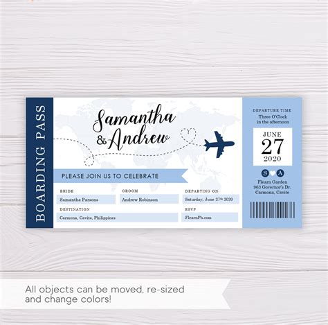 Boarding Pass Wedding Invitation Template - Dgtally