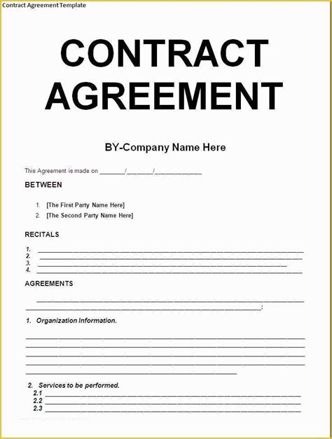 Contractor Service Agreement Template Free Of Simple Template Example ...