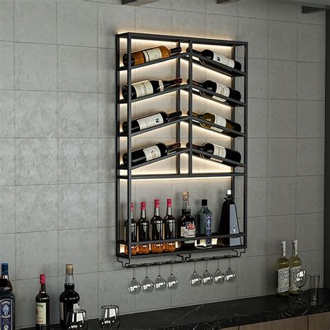 Industrial Wall Mounted Wine Rack with Glass Rack