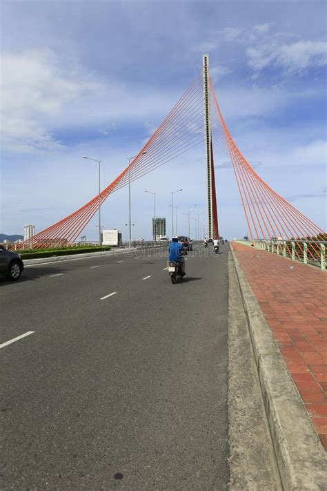 Tran Thi Ly Bridge in Da Nang in Vietnam by Night Editorial Photography - Image of pylon, unique ...