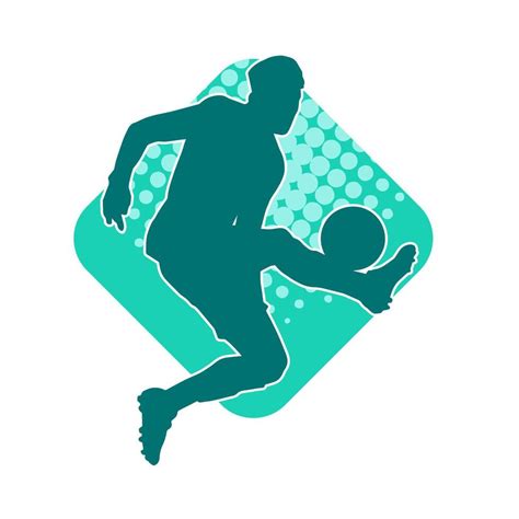 Silhouette of a male soccer player kicking a ball. Silhouette of a football player in action ...