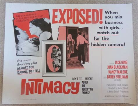 INTIMACY Movie Poster ©1966 Seven Arts Assoc. Corp. Jack Ging, Joan ...