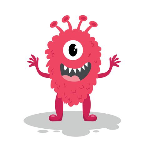 Cute monster with one eye in flat style isolated on white background. Vector illustration ...