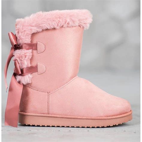 Wysokie Mukluki Z Kokardkami różowe | Snow boots women, Boots, Womens boots