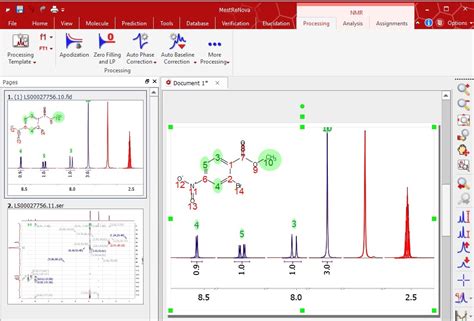 Mnova NMR 1D and 2D NMR data