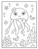 Premium Vector  Cute jellyfish coloring Page For Kids sketch template
