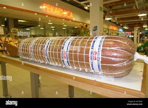 Supermarket sell big sausage near Trogir Adria Dalmatia Adriatic coast ...