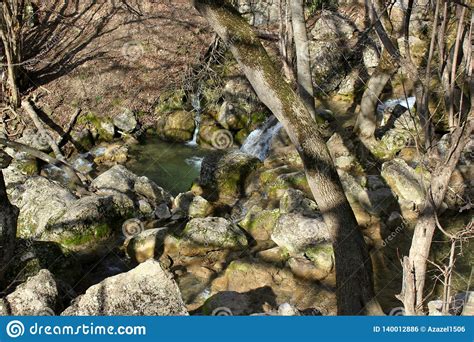 Mountain Waterfall in Early Spring Stock Photo - Image of highlands ...