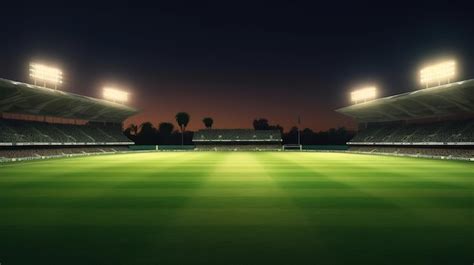 Premium AI Image | Cricket stadium in lights and flashes Generative ai