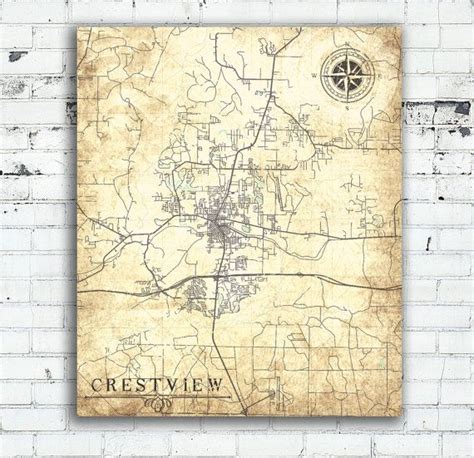 CRESTVIEW Canvas Print Florida FL Vintage map Crestview City Map ...