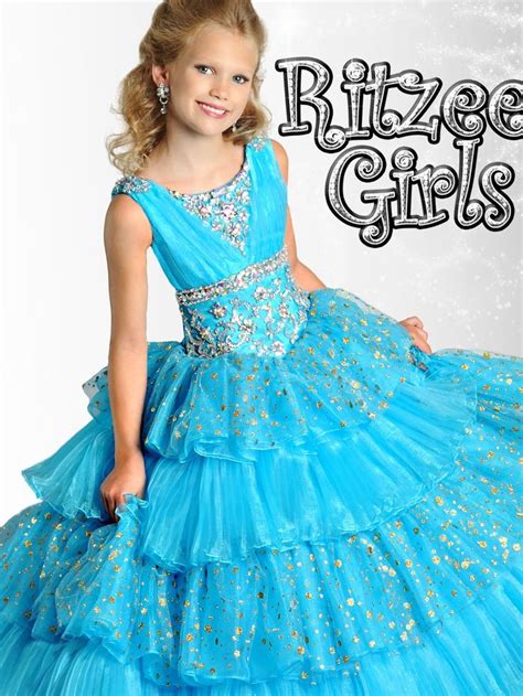 Bright Ritzee Girls Layered Skirt Pageant Gown 6912 | Girls pageant ...