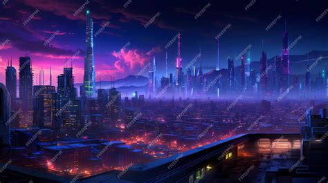 Premium AI Image | Cyberpunk retro futuristic city with neon lights