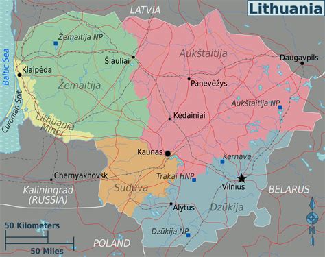 Map of Lithuania (Map Regions) : Worldofmaps.net - online Maps and Travel Information