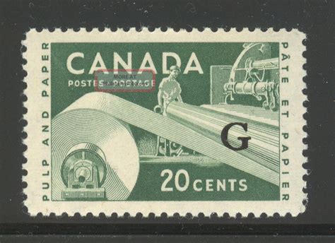 Canada O45, 1956 20c Paper Industry - " G " Overprint, Nh