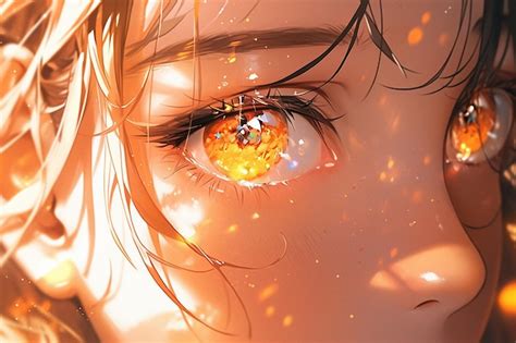 Premium AI Image | anime girl with orange eyes staring at the camera ...