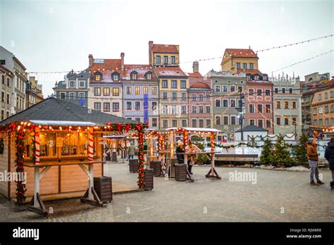 Warszawa / Poland - The rebuilt old town, winter in Warsaw Stock Photo ...