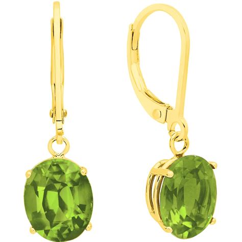 14k Yellow Gold Oval Peridot Dangle Earrings | Gemstone Earrings | Jewelry & Watches | Shop The ...