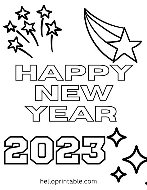 Happy New Year Coloring Pages for 2023 - helloprintable.com