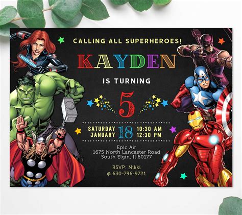 Marvel Avengers Birthday Invitation - instant download template edit online