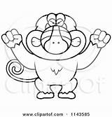Cartoon Clipart Of A Black And White Mad Baboon Monkey  Vector sketch template