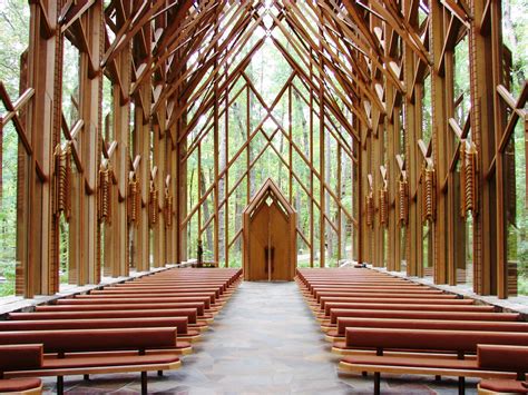 A chapel in the forest | Chapel in the woods, Hot springs arkansas, Glass chapel