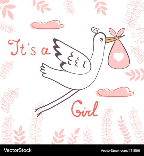 Baby girl announcement card Royalty Free Vector Image