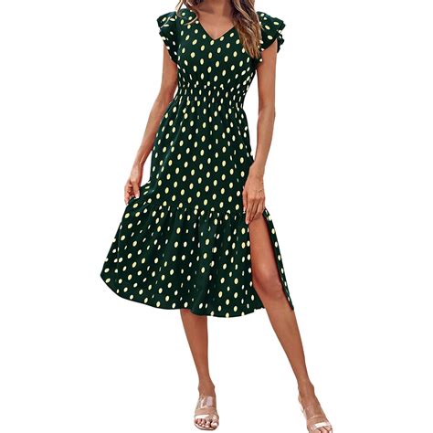 FhsagQ Summer Female Flannel Dresses for Women 2024 Women Summer Polka ...