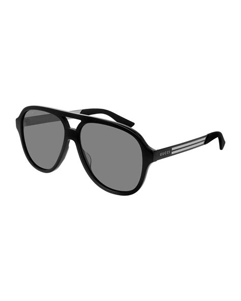 Gucci Men's Aviator Logo Sunglasses | Neiman Marcus