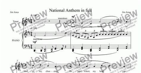 National Anthem in full - Download Sheet Music PDF file