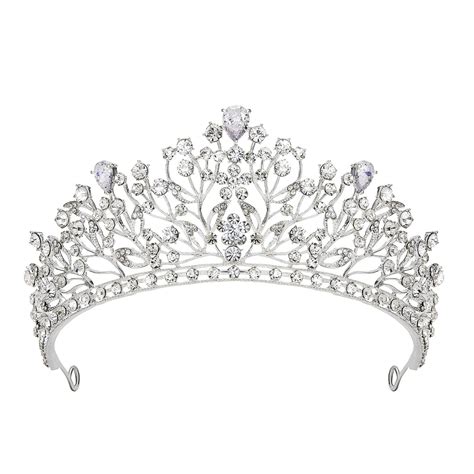 AW BRIDAL Crystal Wedding Tiara and Crown for Women - Silver Rhinestone ...