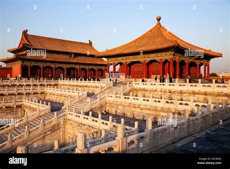 Palace Museum or Forbidden City,Hall of Preserved Harmony (Left) and ...