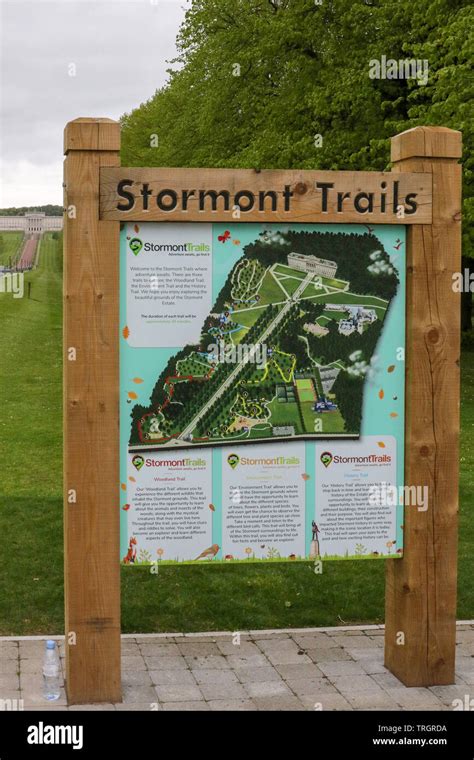 Information map at Stormont Belfast giving details of trails and walks in the grounds of the ...