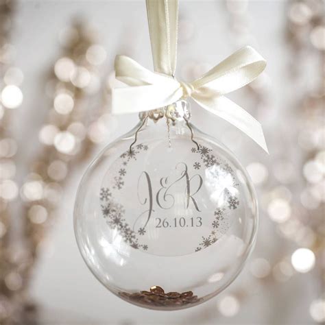 Personalised Initial And Wedding Date Christmas Bauble in 2021 | Ornament wedding favors ...