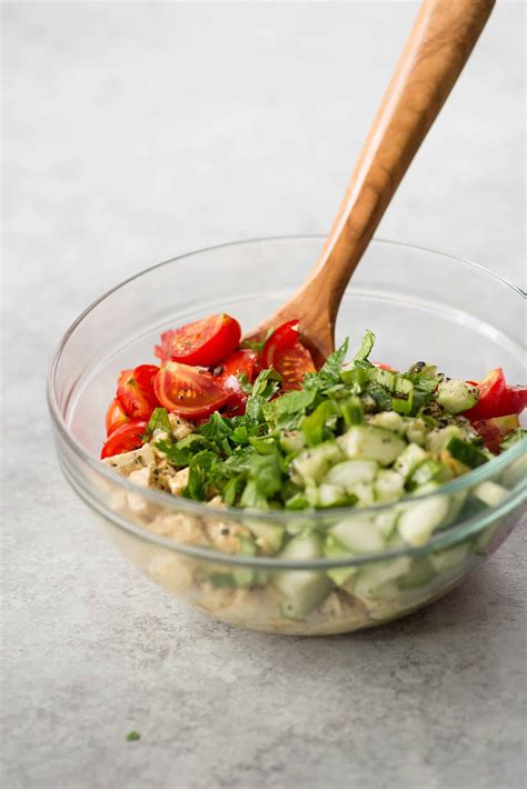 Simple Tomato and Tofu Vegan Feta Salad - Delish Knowledge