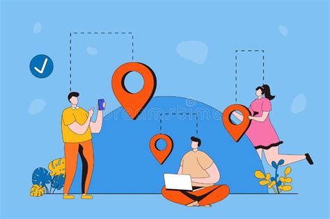 Geolocation Web Concept in Flat 2d Design. Vector Illustration Stock Illustration - Illustration ...
