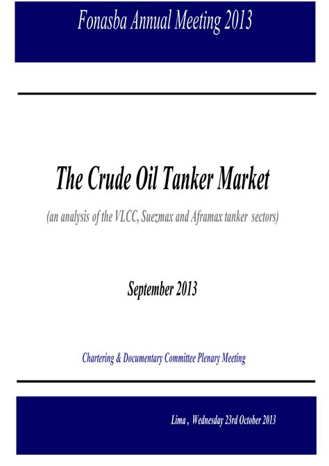 The Crude Oil Tanker Market (An Analysis of the VLCC, Suezmax and ...