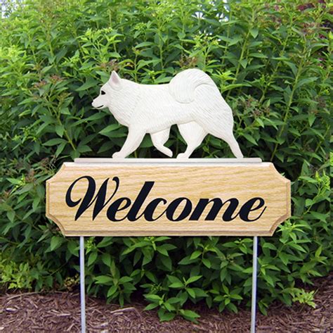 American Eskimo Wood Welcome Outdoor Sign