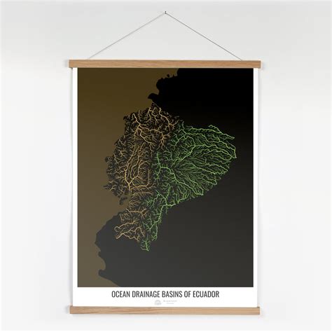 Ocean drainage basin map of Ecuador - black with polygons – Grasshopper Geography