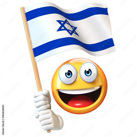 Emoji holding Israel flag, emoticon waving national flag of Israel 3d ...