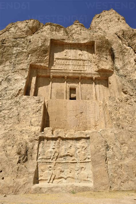 Iran, Naqsh-e Rustam, Tomb of Darius I stock photo