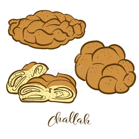 Colored Sketches of Challah Bread Stock Vector - Illustration of bred, black: 141292124