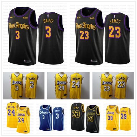 2021 Retro Mens Lebron 23 James Jersey Gold Anthony Los 3 Davis Kobe 8 ...