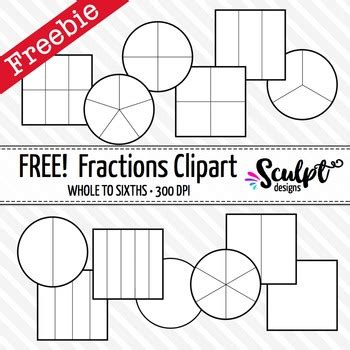 Fractions Clip Art ~ FREE! Black & White Outlines by Sculpt Designs