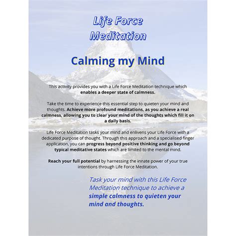 Meditation 001 Calming my Mind | The Life Force Institute