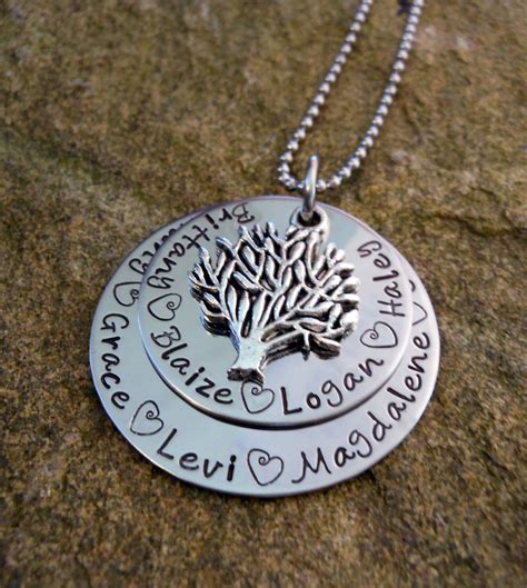 Family Tree Necklace - Mother's Necklace - Layered Pendant with Tree ...