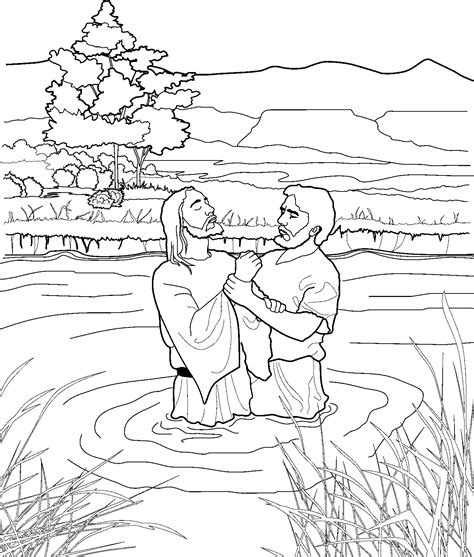 John Baptizing Jesus Coloring Page