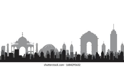 Delhi India City Skyline Silhouette Vector Stock Vector (Royalty Free ...