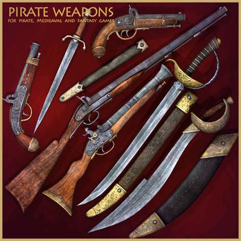 3D model Pirate Weapons Collectuion VR / AR / low-poly rigged animated ...