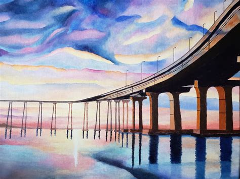 Dramatic Sunset Coronado Bridge In San Diego Original | Etsy