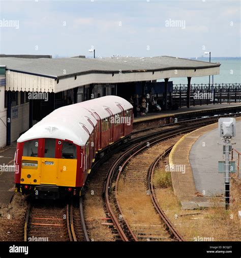 Ryde Esplanade electric passenger train approaching station Isle of Wight England UK Stock Photo ...